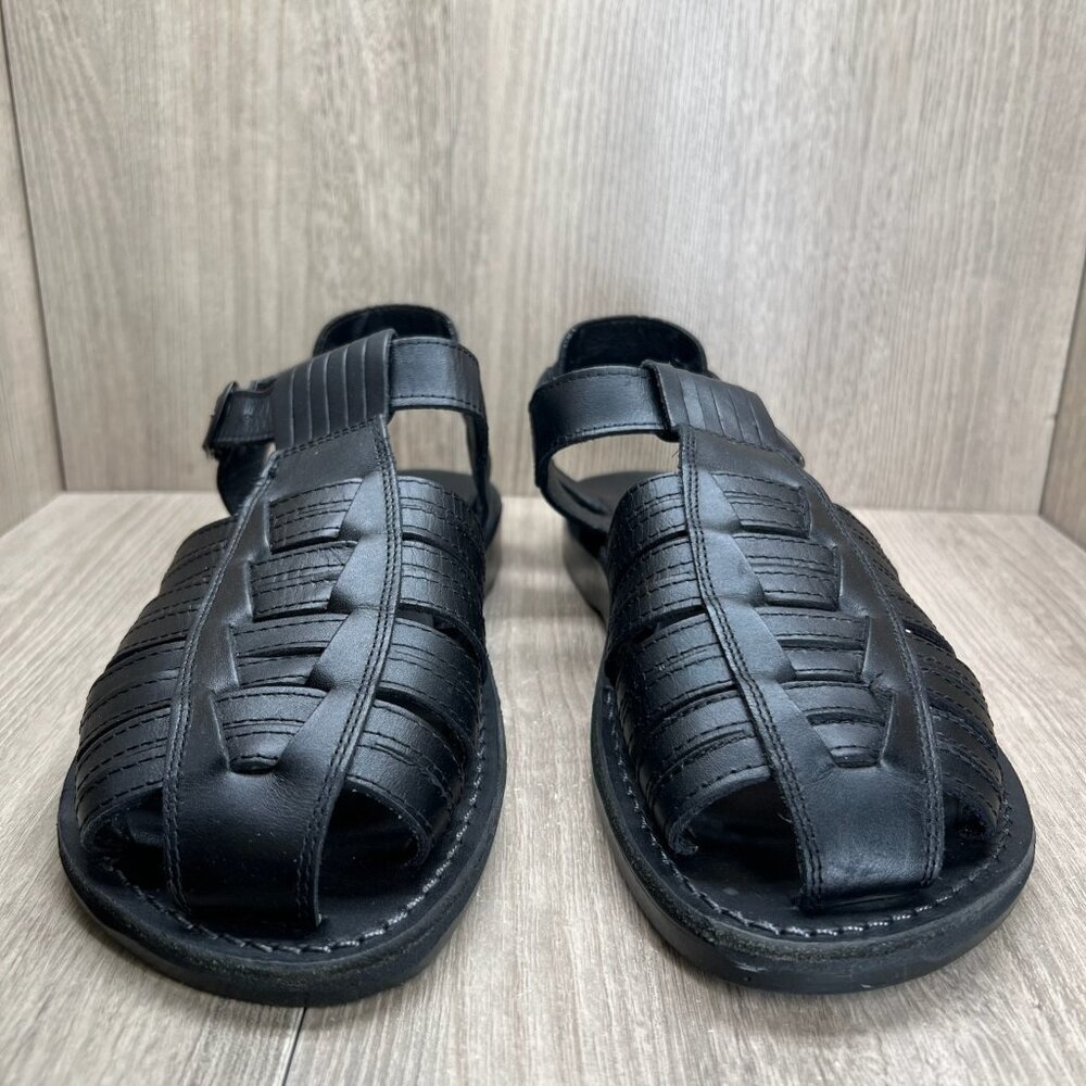 Jerusalem Barak Closed Toe Sandals Mens 46 Ankle Strap Handcrafted Leather Black - Picture 4 of 12